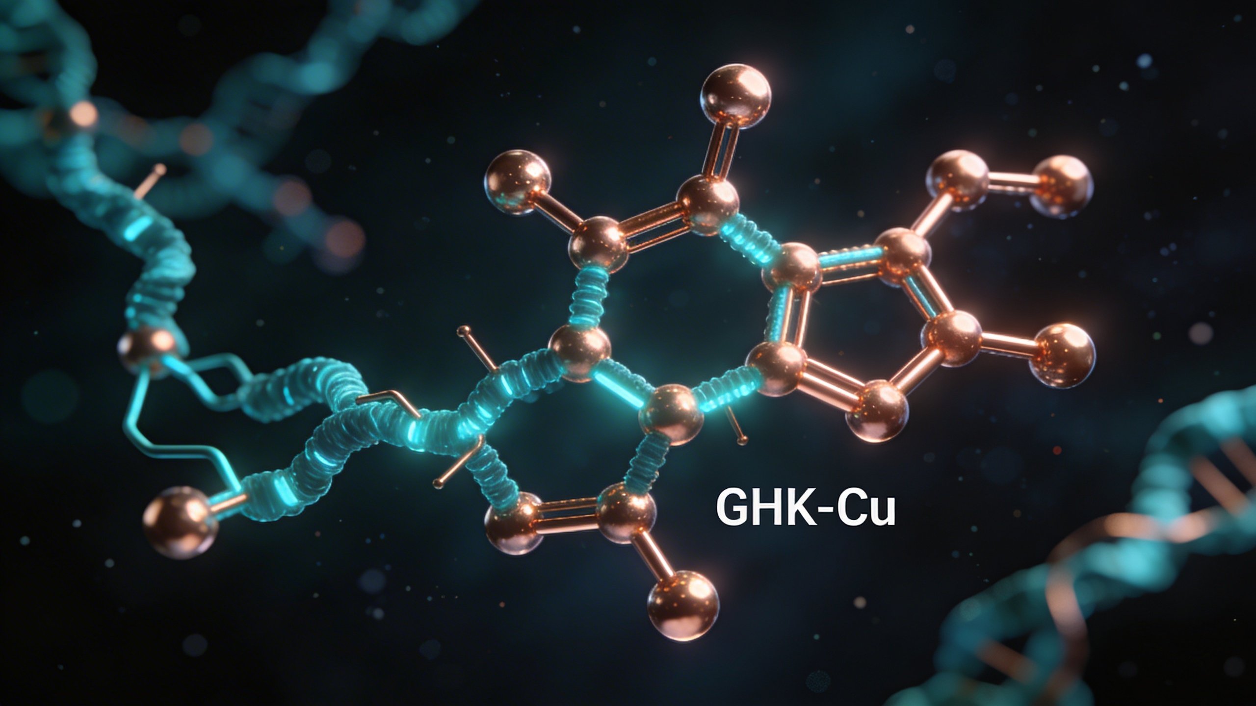 3D render of copper peptide molecular structure